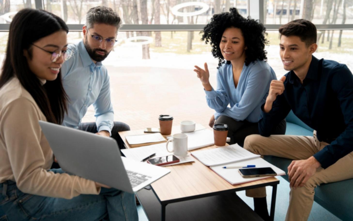 Modern workspace with financial planning materials and digital tools